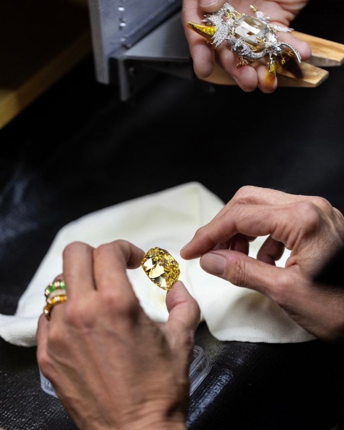 The 128.54-carat yellow Tiffany Diamond. (Courtesy of Tiffany & Co.)