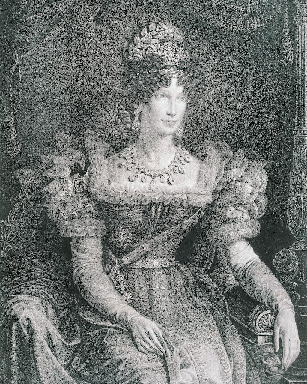 The Untold Story Behind the Napoleon Diamond Necklace’s Rare Georgian Twin 4 Portrait of Marie Louise, Duchess of Parma, Empress of France, second wife of Napoleon I, Emperor of the French wearing the Napoleon Diamond Necklace
