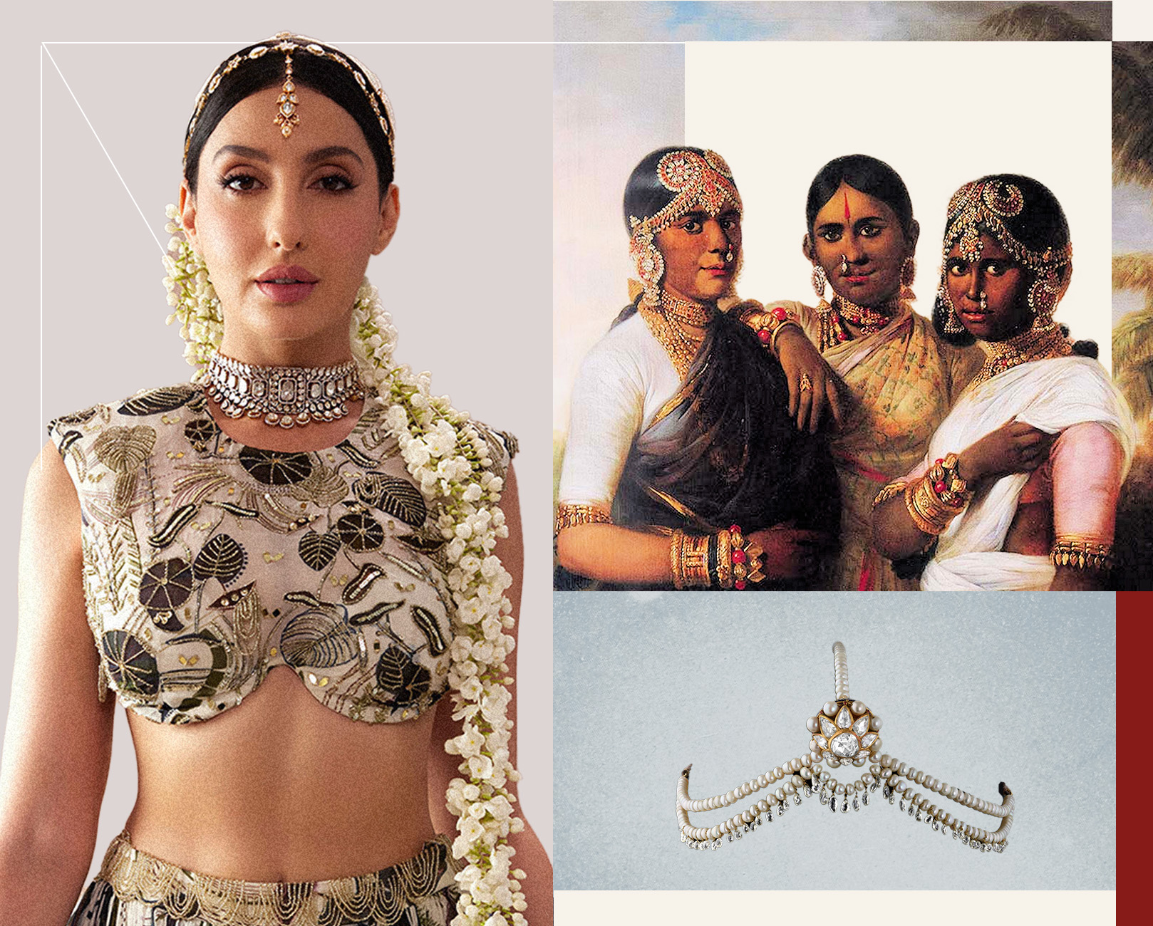 Head to Toe in Natural Diamond Jewellery 1 Natural diamond maang tikka and matha patti