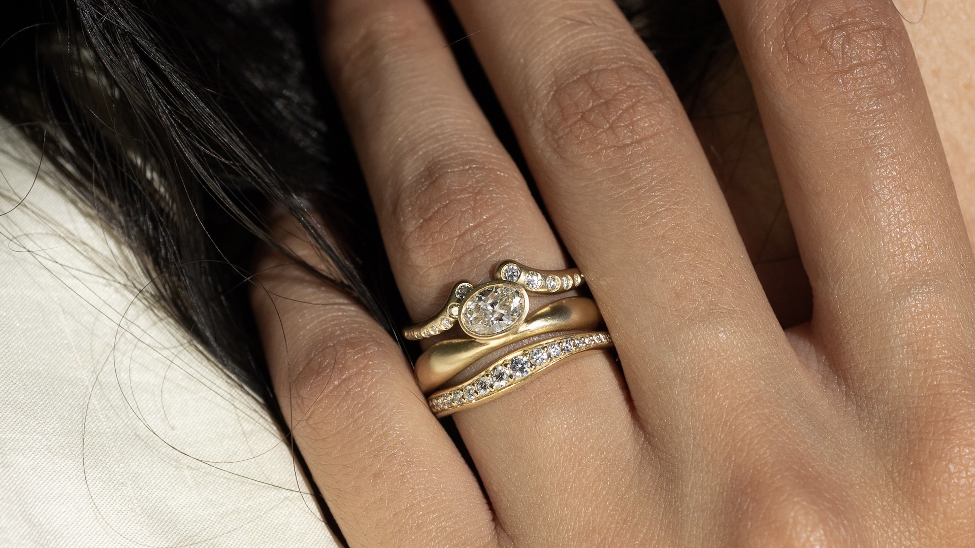 The Strikingly Subtle Diamond Designs of Khadijah Fulton's White Space 1 White Space Bridal Ring Stack