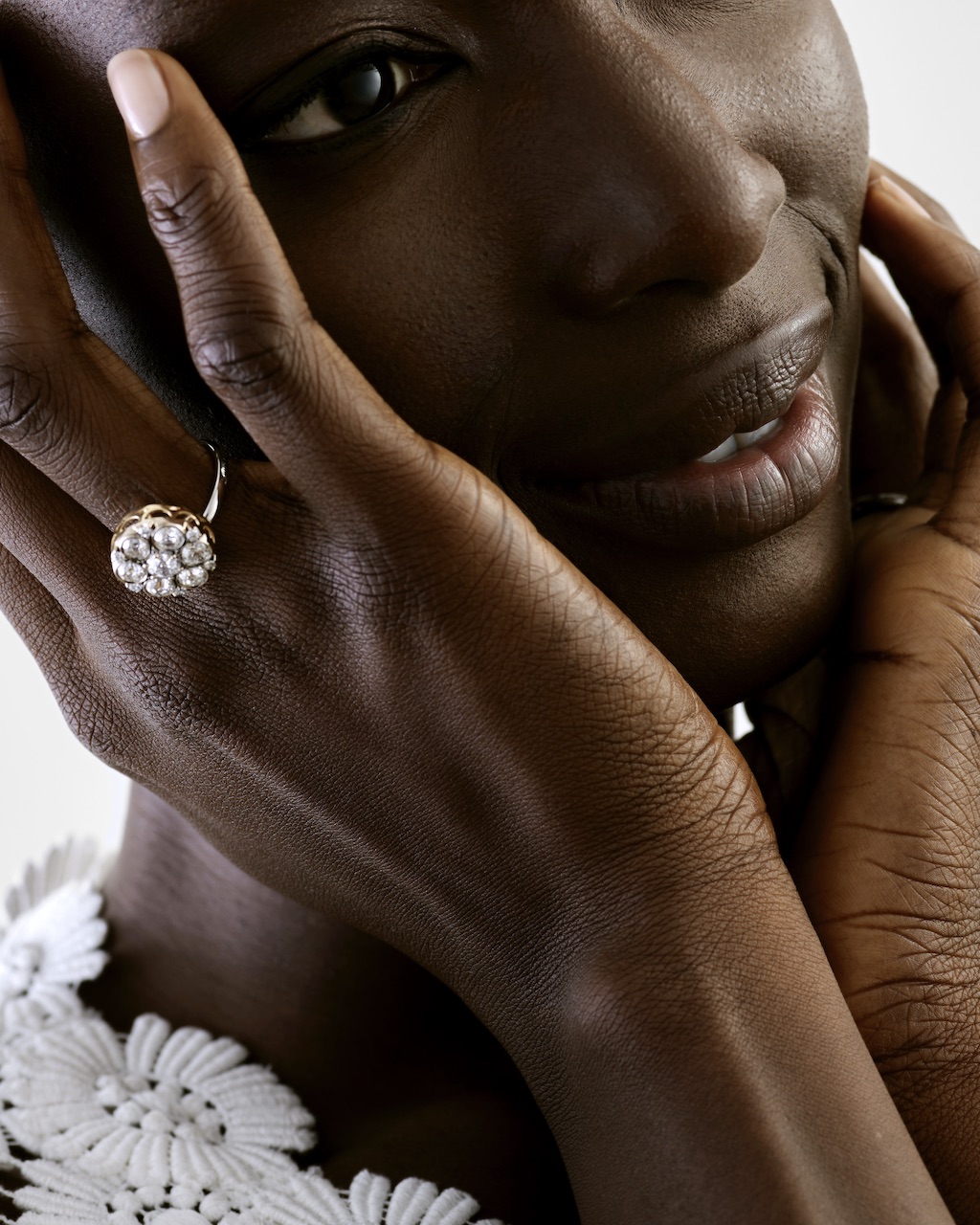 cluster ring with vintage diamond cuts