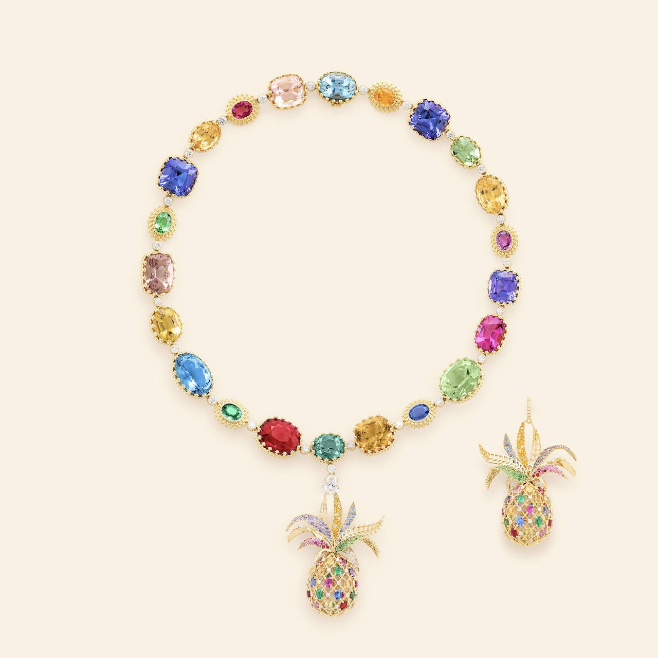 The $1M Mellerio Jardin des Rêves Pineapple Necklace Just Stole the Show at Versailles 6 Mellerio jardin des reves necklaces at Versailles