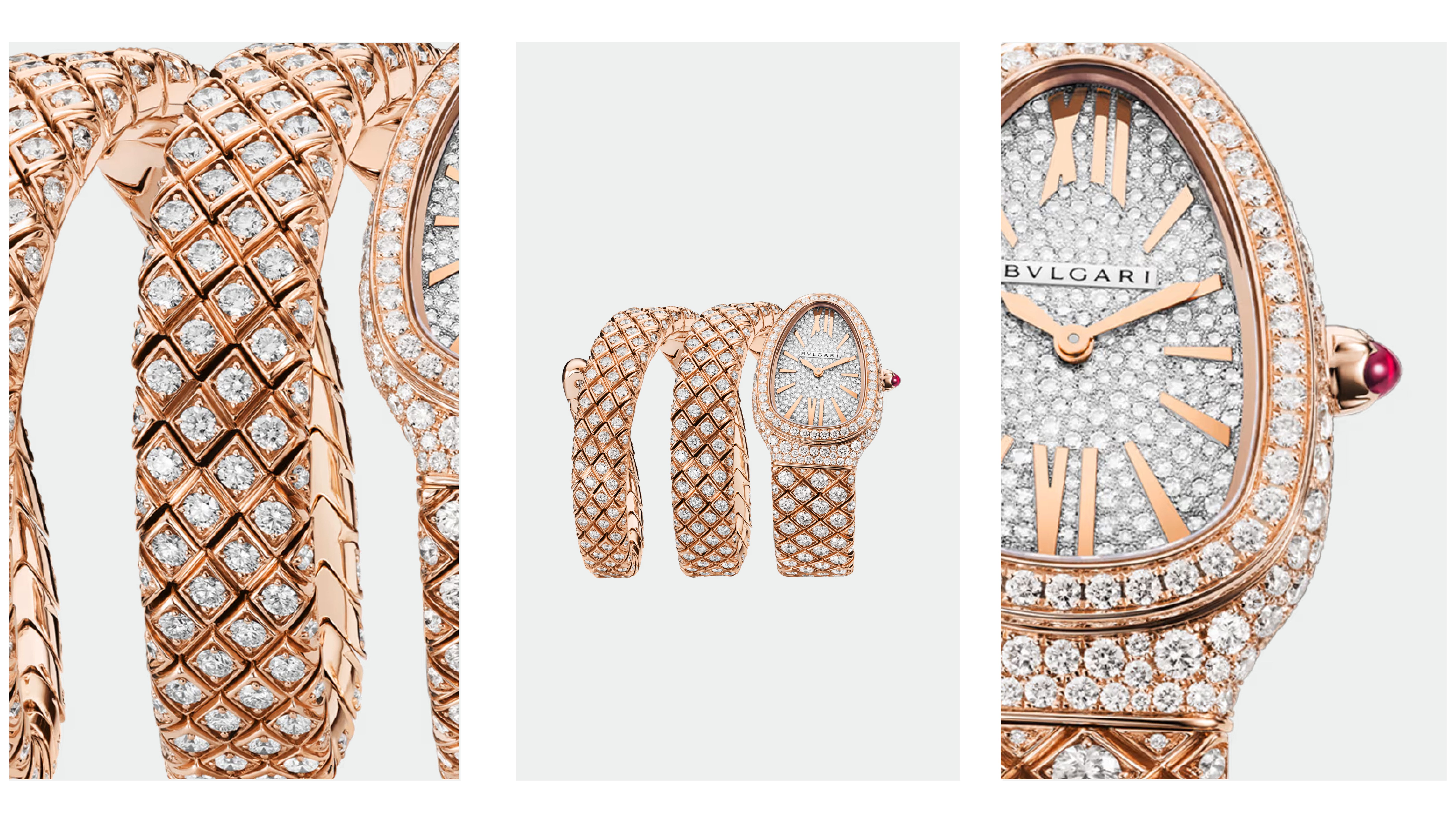 Bulgari Serpenti Spiga rose gold natural diamond watch