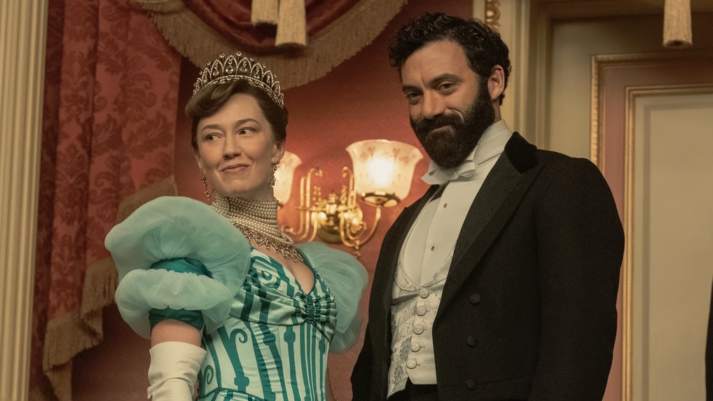 Carrie Coon and Morgan Spector as Mr. and Mrs. Russell in The Gilded Age Season 2