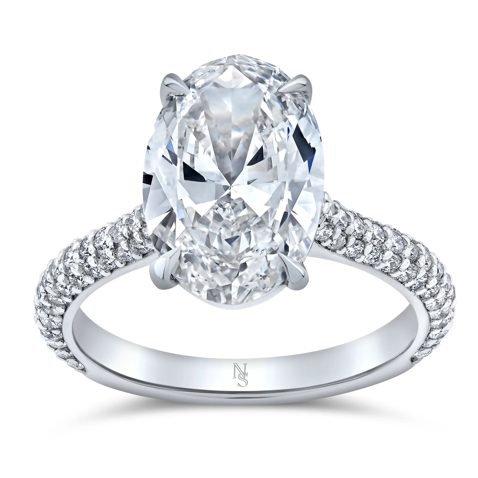 Norman Silverman Oval Diamond Ring with Pavé Band, Price Upon Request, normansilverman.com