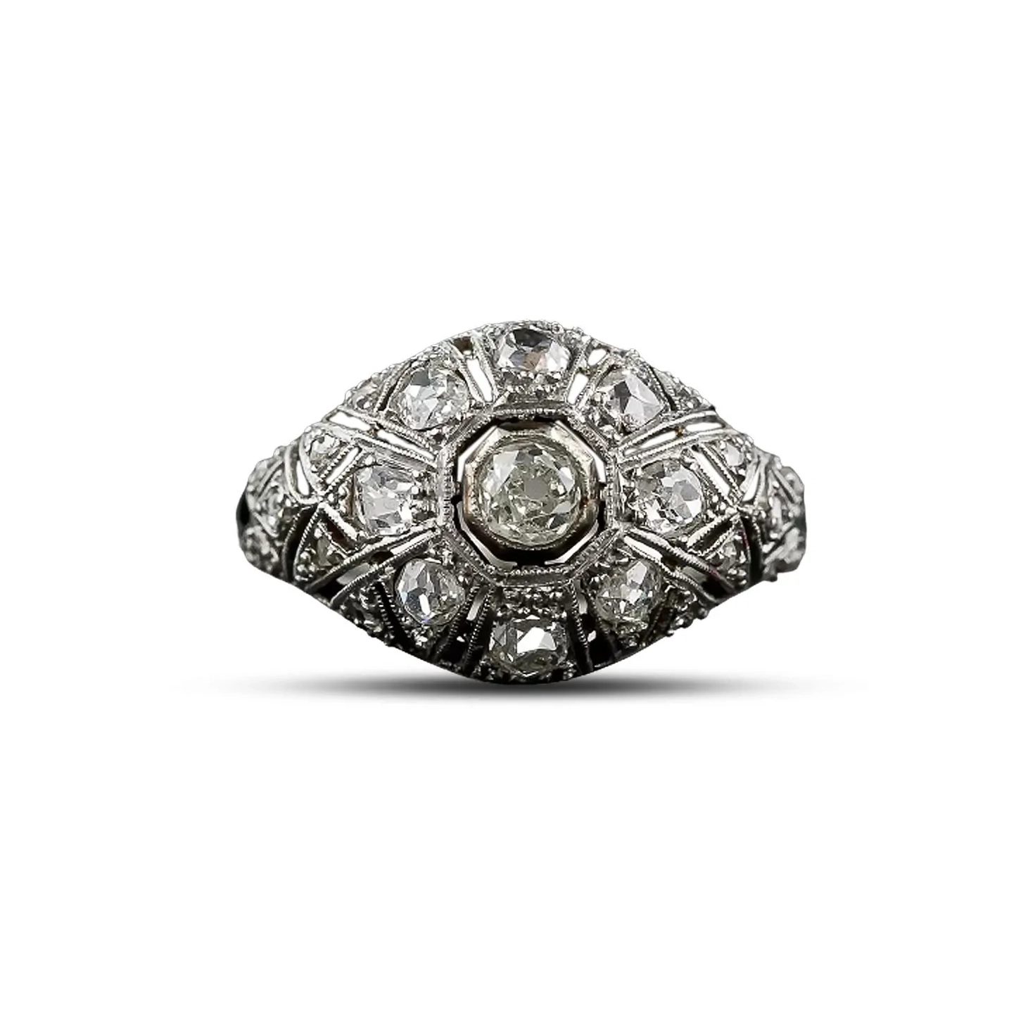 Art Deco diamond bombe ring