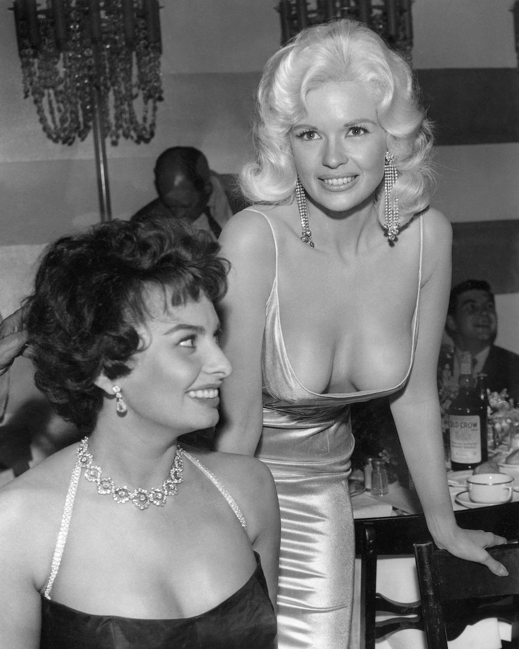 Sophia Loren Wore a Diamond Loop Collar with Jayne Mansfield in 1957