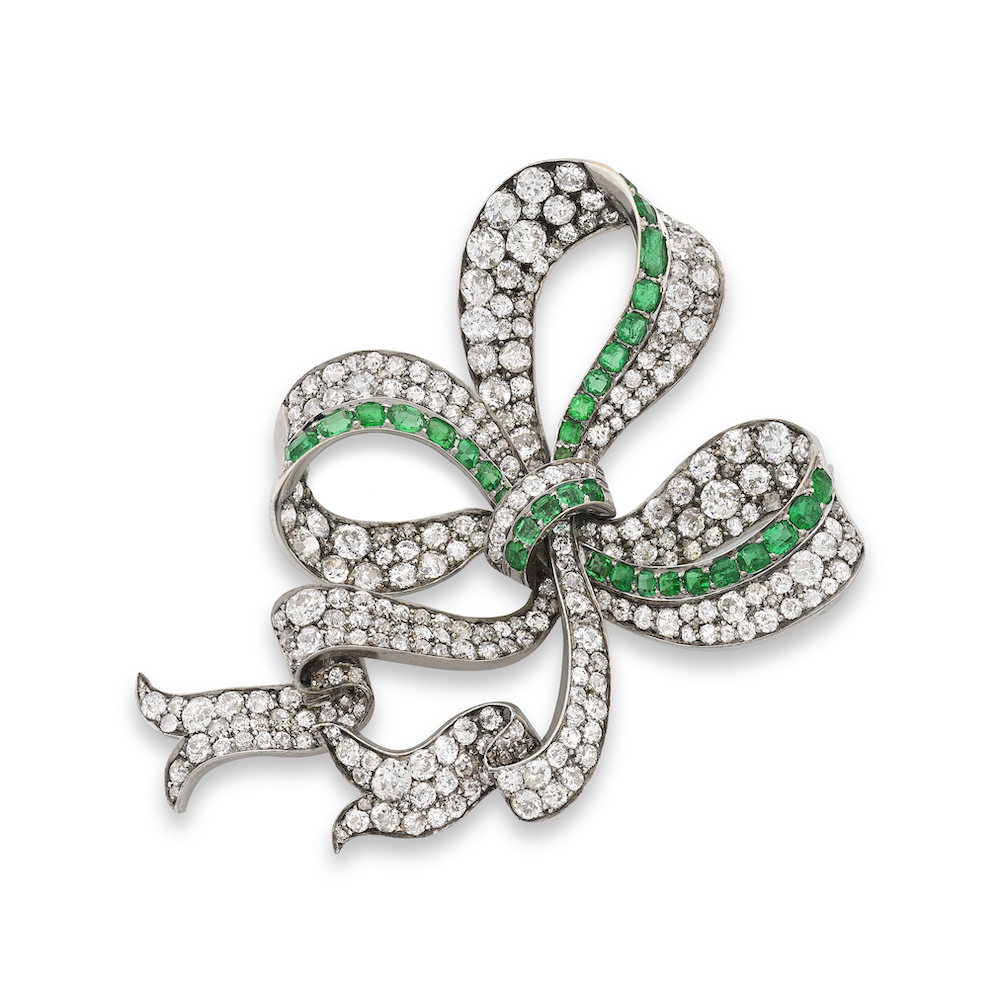 Vanderbilt jewelry diamond and emerald brooch