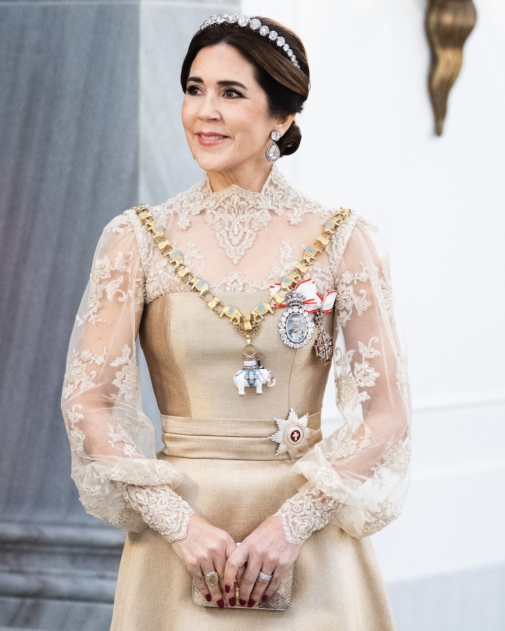 Queen Mary of Denmark attends the New Year's Day Parade hosted by King Frederik X of Denmark and Queen Mary of Denmark at Christian VII's Palace on January 1, 2026 in Copenhagen, Denmark.  (Photo by Martin Sylvest Andersen/Getty Images)