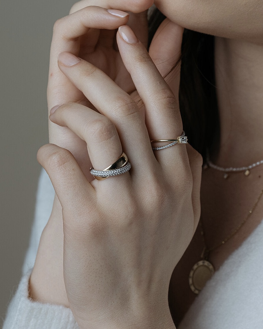 Contrasting wedding bands Ashley Zhang diamond Wedding Band