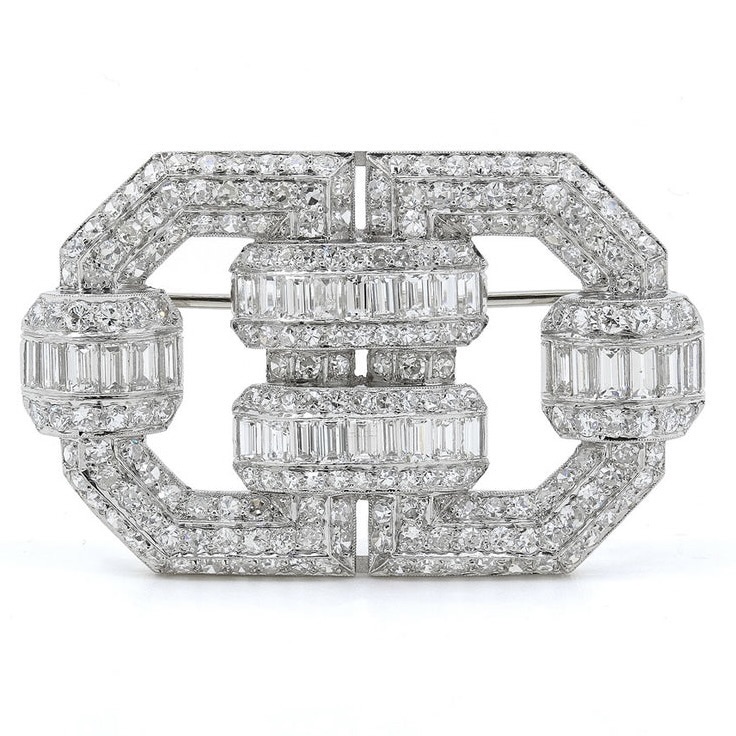 The Baguette Diamond: A Brilliant Slice of History 9 Beladora Art Deco Baguette Diamond Brooch in Platinum