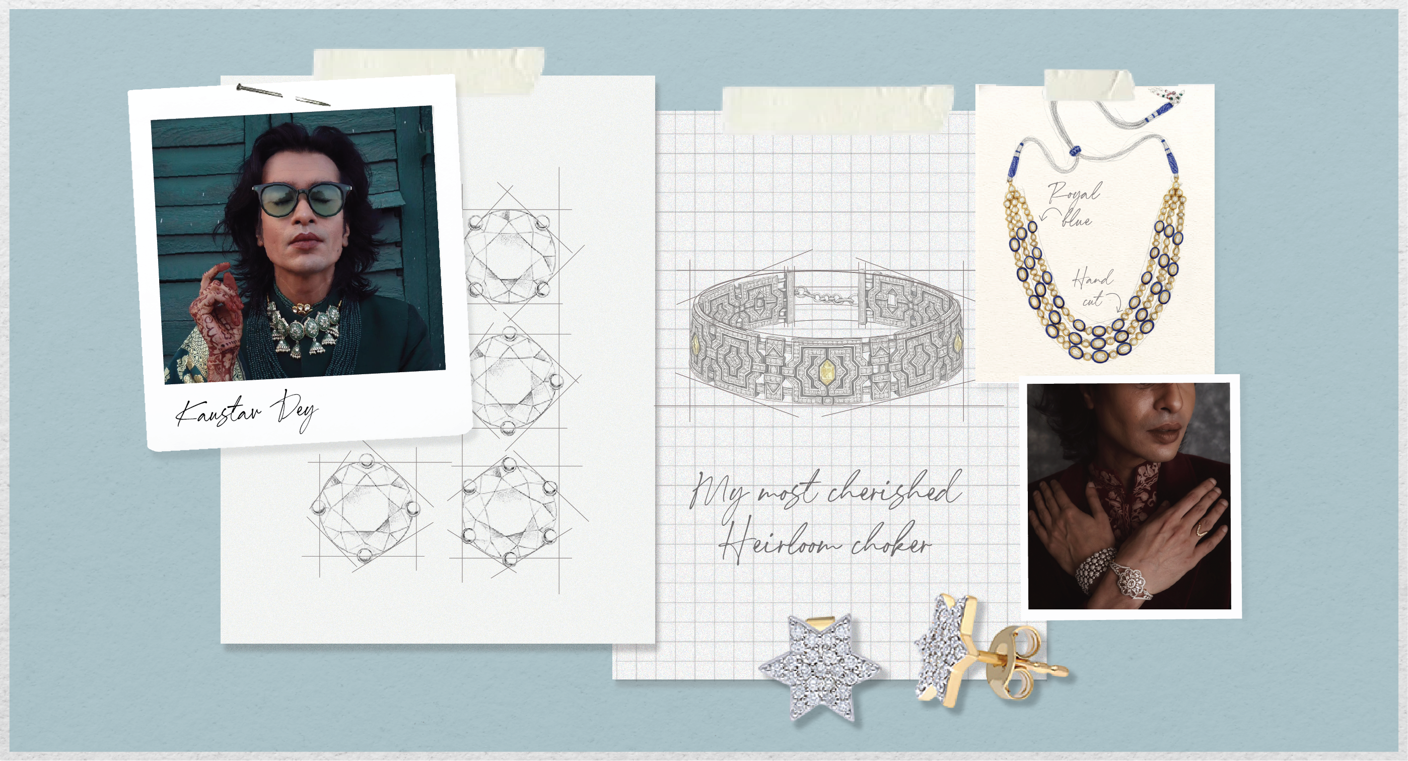 Diamond choker necklace, earring & polki necklace.