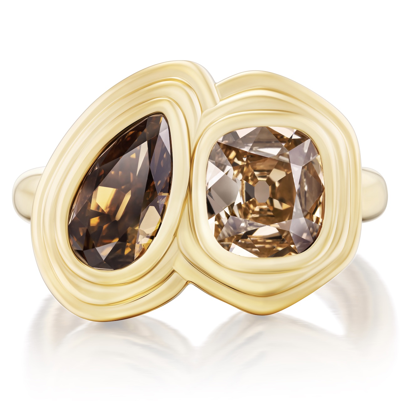 Nature's Toast to Color: The Champagne Diamond Ring 5 Moi et Toi Diamond Ring from the Harwell Godfrey Desert Diamonds Capsule Collection Champagne Diamond Ring