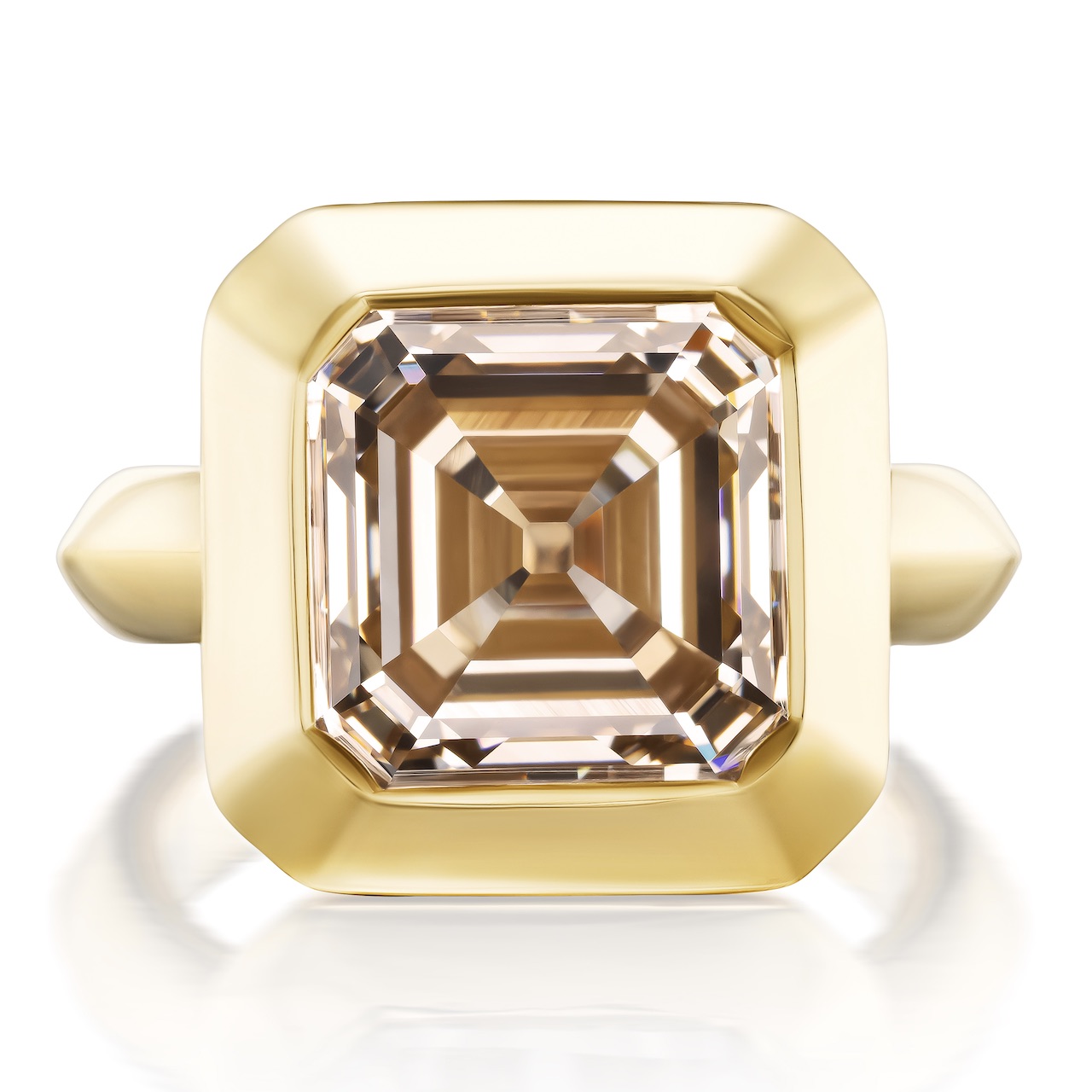 Nature's Toast to Color: The Champagne Diamond Ring 6 7-Carat Champagne Asscher-Cut Diamond Ring from the Harwell Godfrey Desert Diamonds Capsule Collection Champagne Diamond Ring
