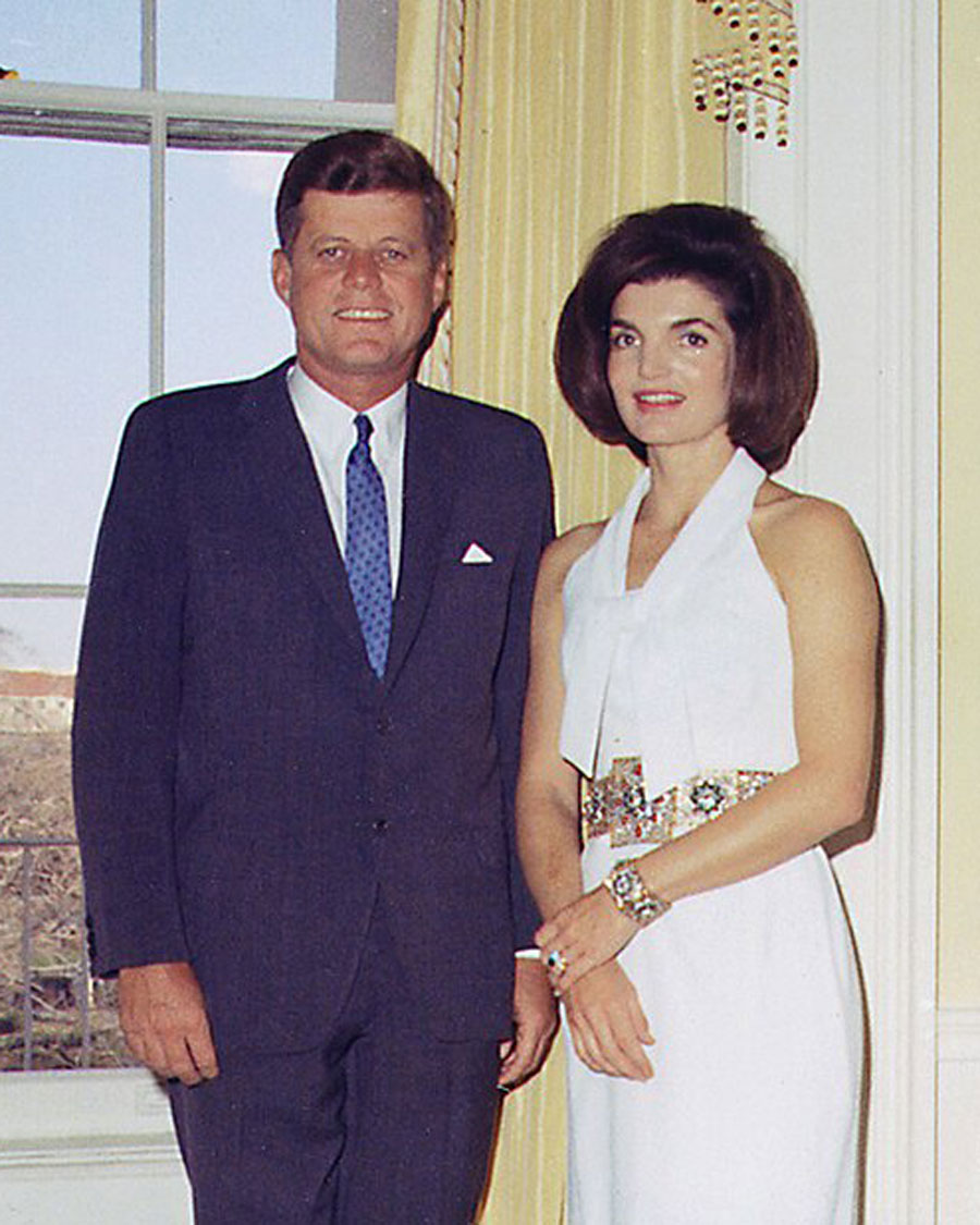 President John F. Kennedy and First Lady Jacqueline Kennedy in the Yellow Oval Room at the White House in March 1963. 