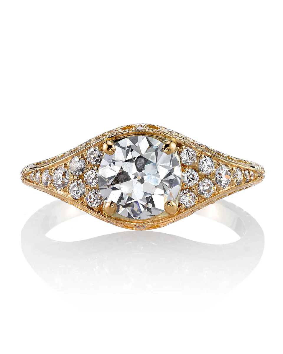 affordable engagement rings: diamond ring with pave diamonds