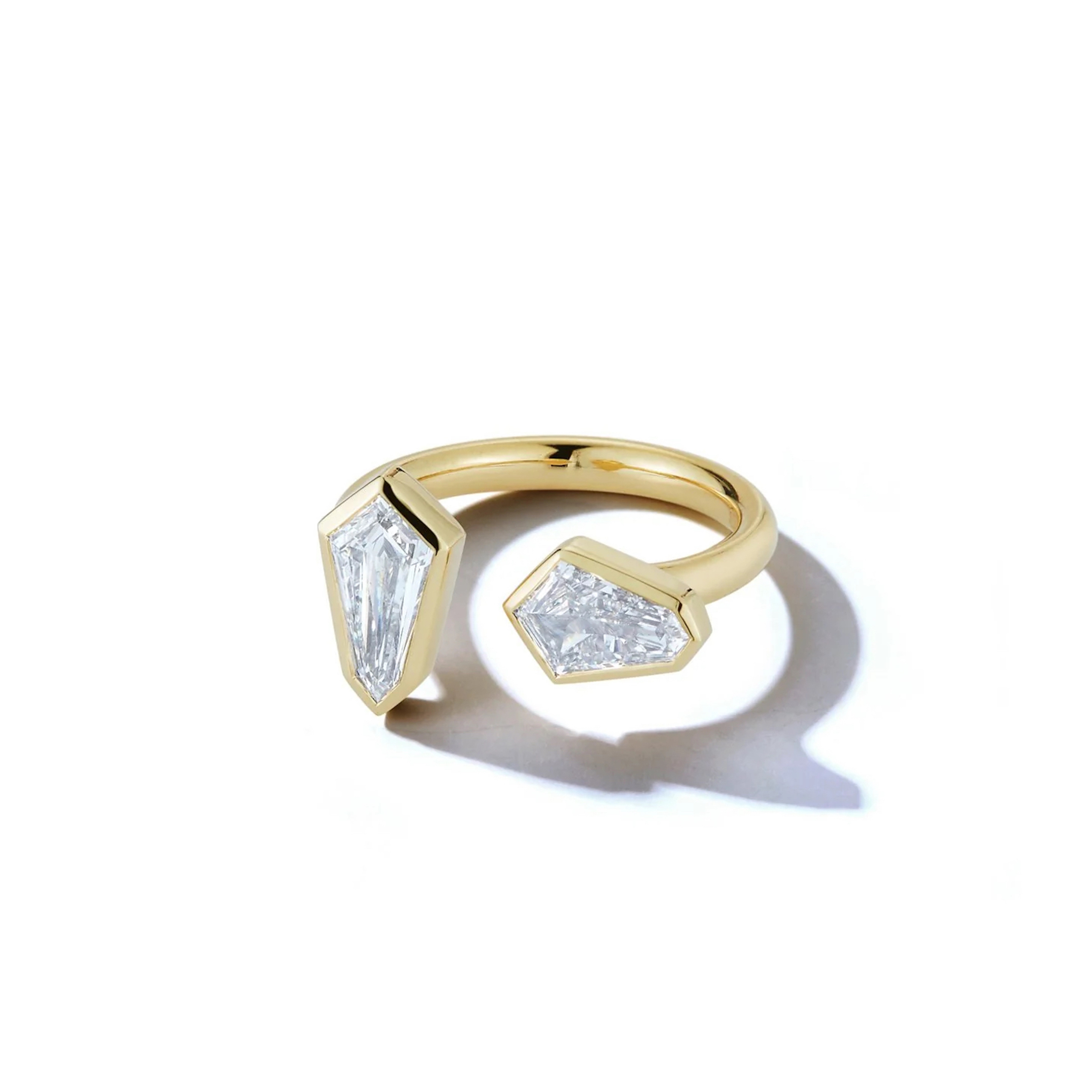 shield diamond cut ring