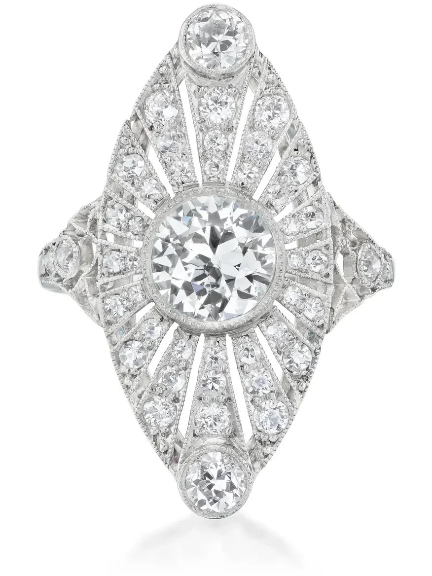 art deco engagement rings: diamond engagement ring trends: 