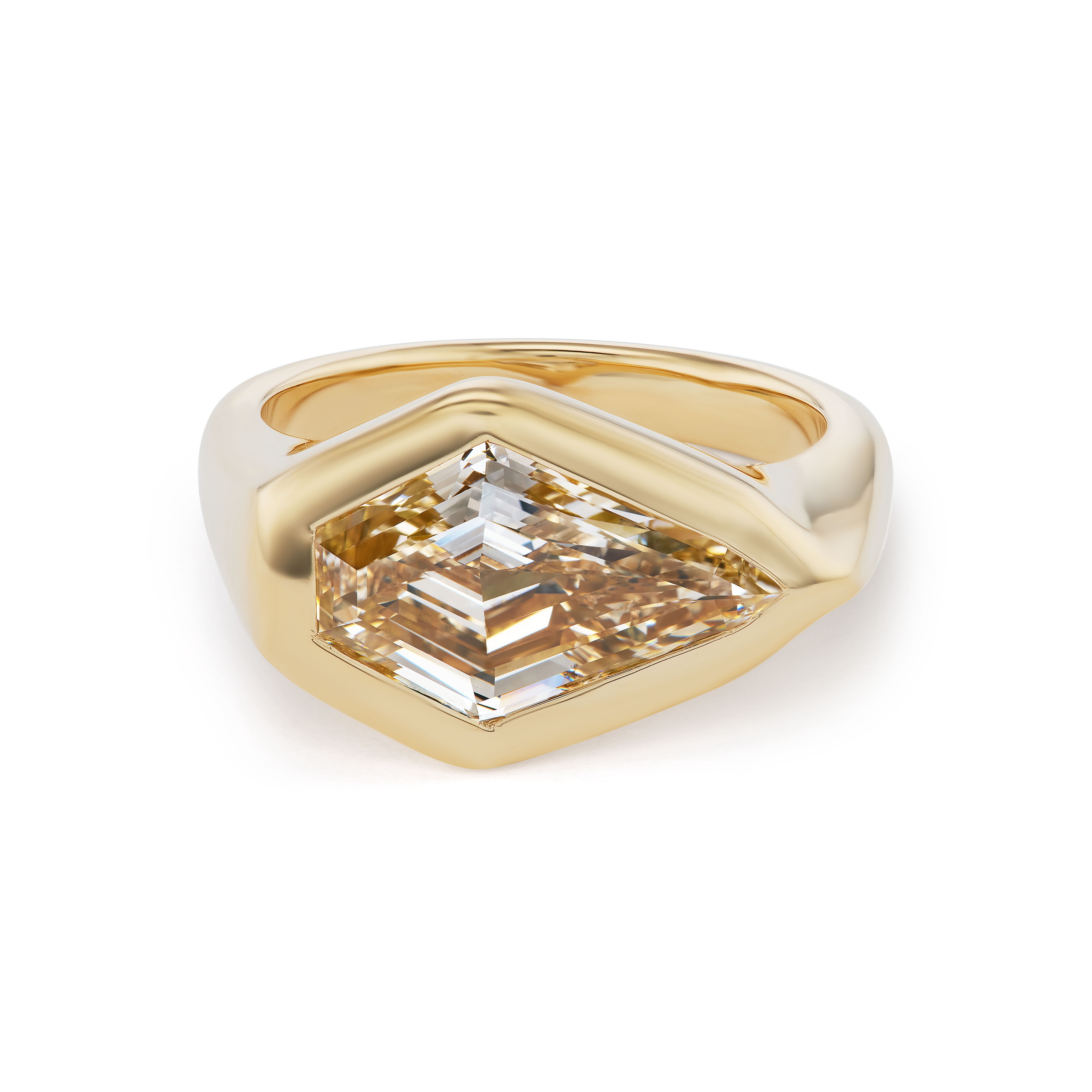 shield diamond cut ring