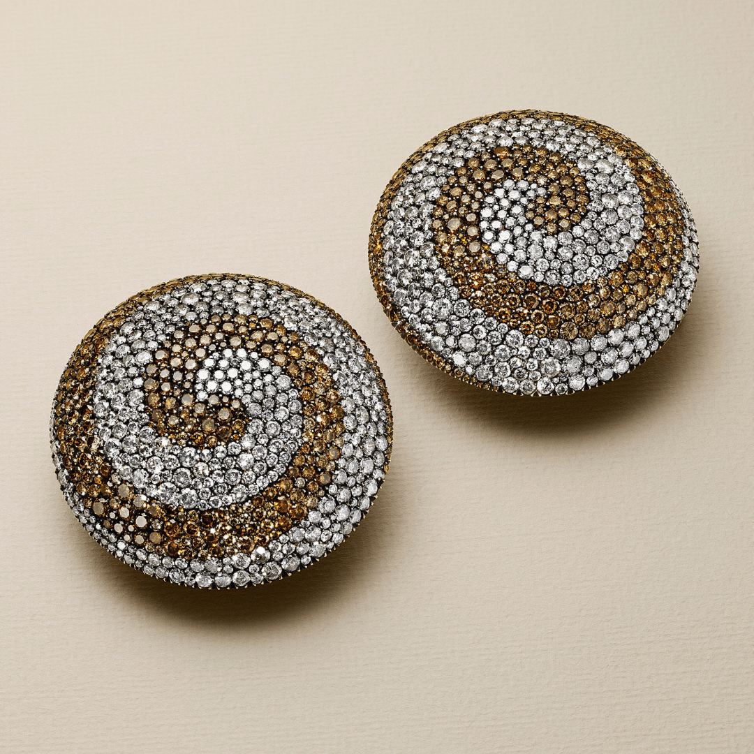 Liz Taylor's Birthday Bulgari and Sinatra's Engagement Ring to Wow at Christie's Magnificent Jewels 7 JAR Colored Diamond and Diamond 'Spiral' Earrings on sale at Christie's Magnificent Jewels Auction