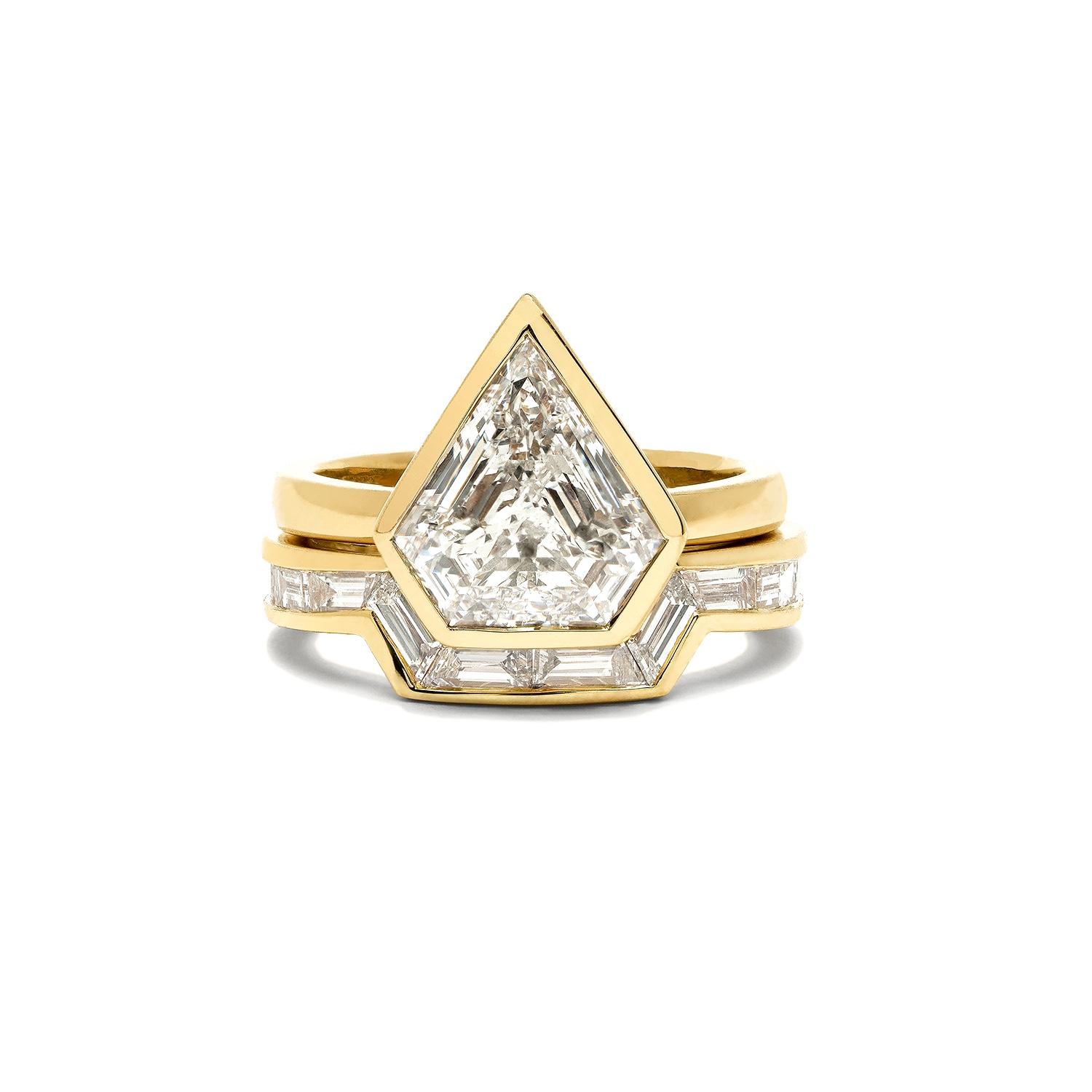 shield diamond cut ring
