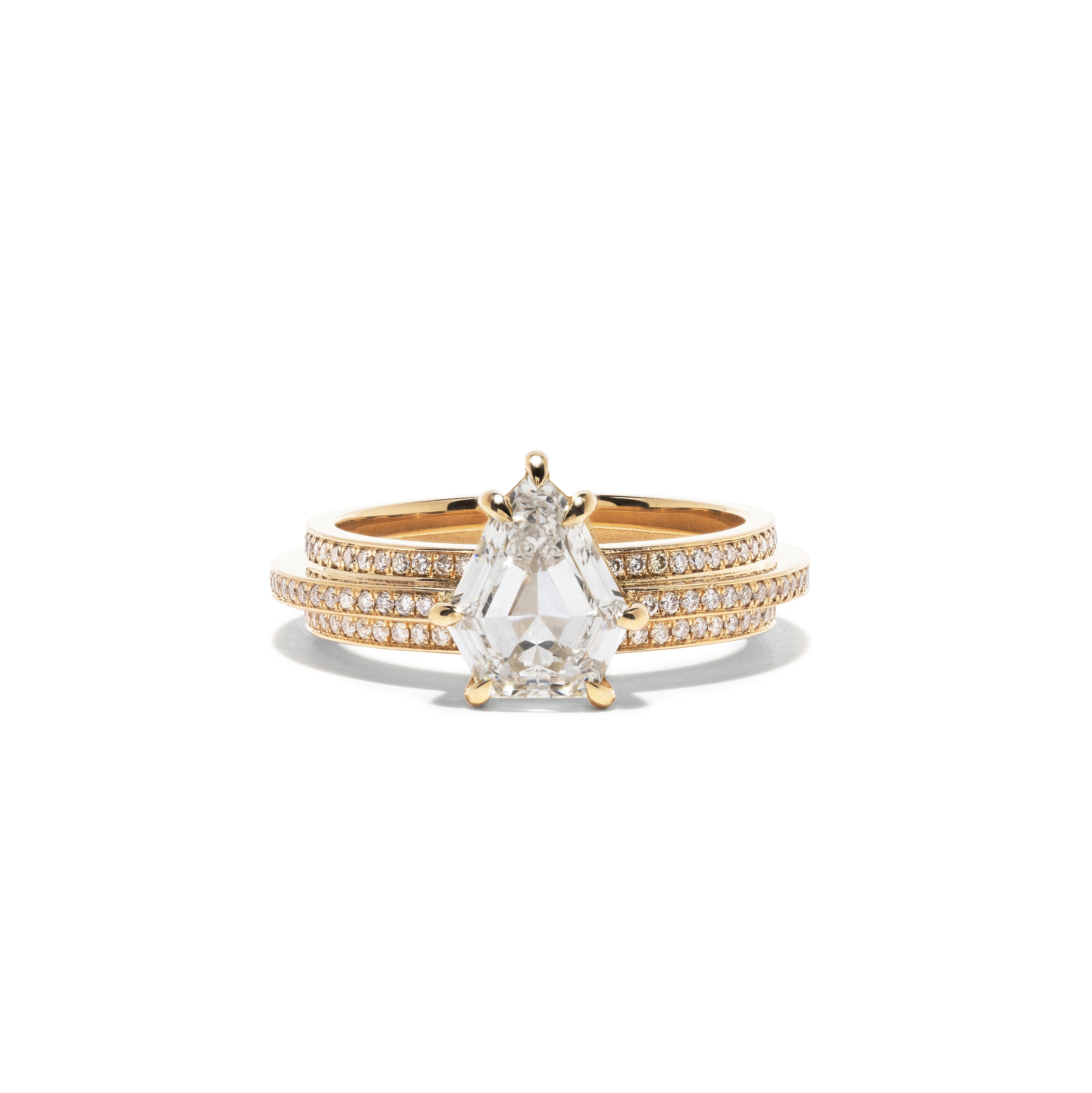 shield diamond cut ring