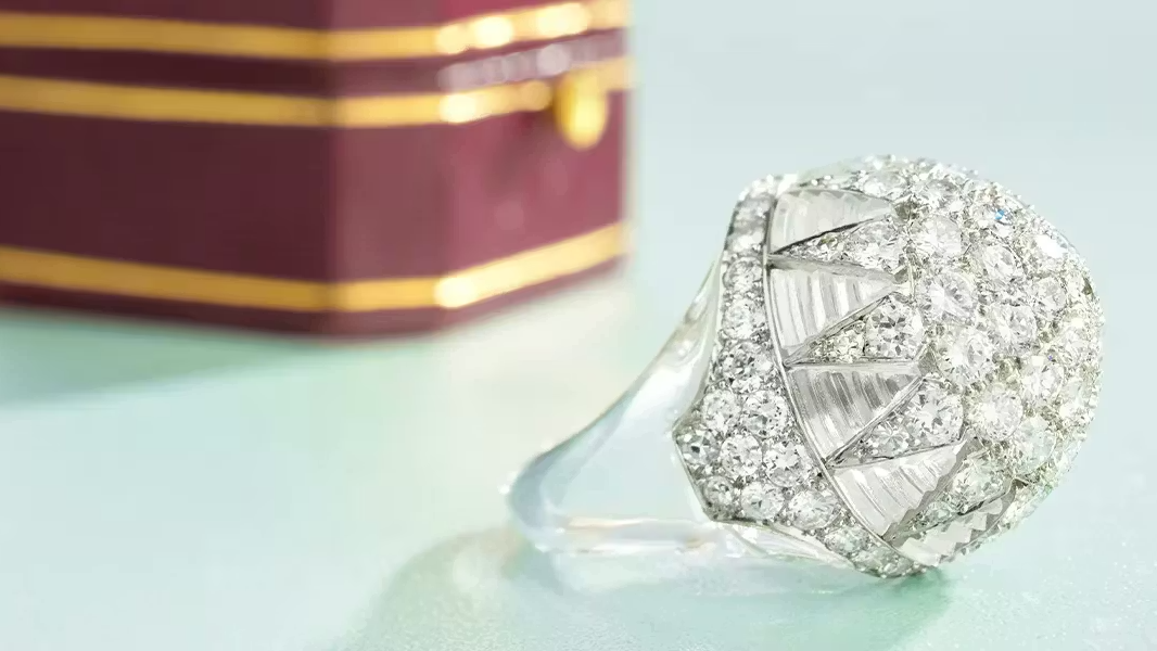 Cartier Diamond and Rock Crystal ring, owned by Barbara Hutton. (Courtesy of Kaplans Auktioner)
