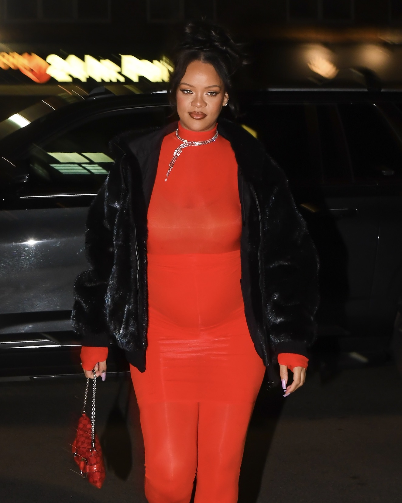 Rihanna wears Messika’s diamond Cascade necklace in street style moment 