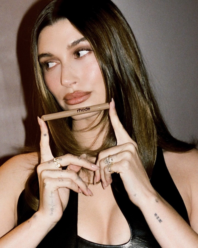 Hailey Bieber wears her "JBB" diamond initial ring in honor of her son, Jack Blues Bieber. (Instagram: haileybieber)