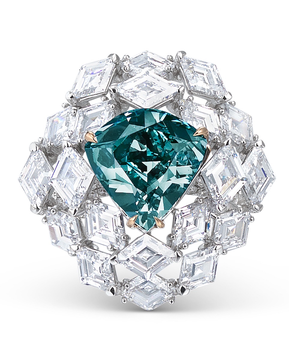 The 5.5-Carat Fancy Vivid Blue-Green Ocean Dream Diamond (Courtesy of Christie's Auction House)