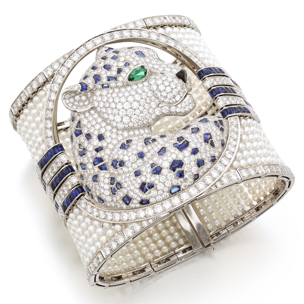 Sotheby's Geneva: Cartier, Sapphire, Emerald, Onyx, Cultured Pearl and Diamond 'Panthere' Bangle
