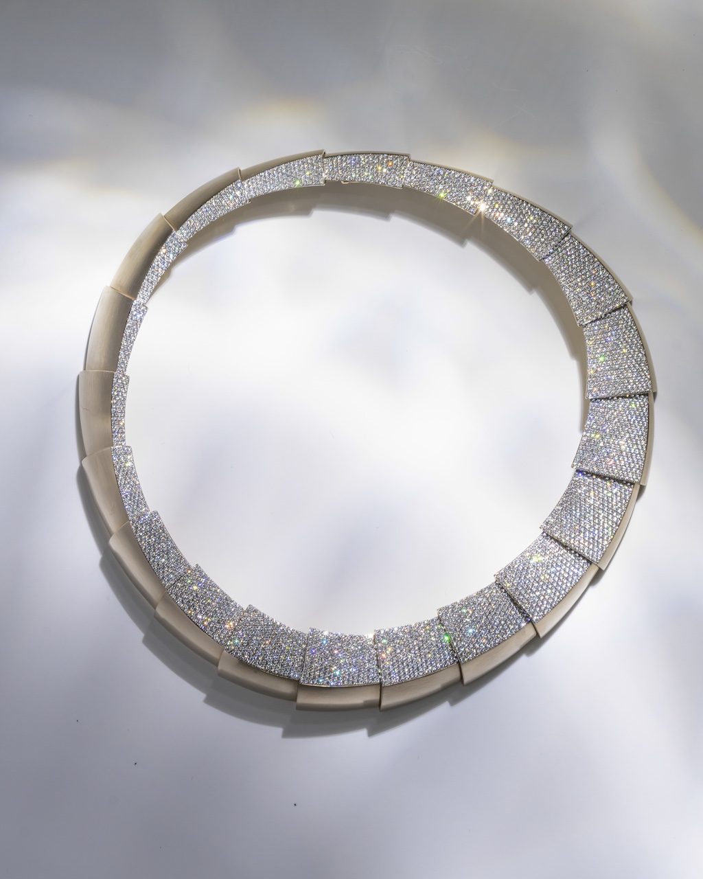 Necklace designed with pave diamonds