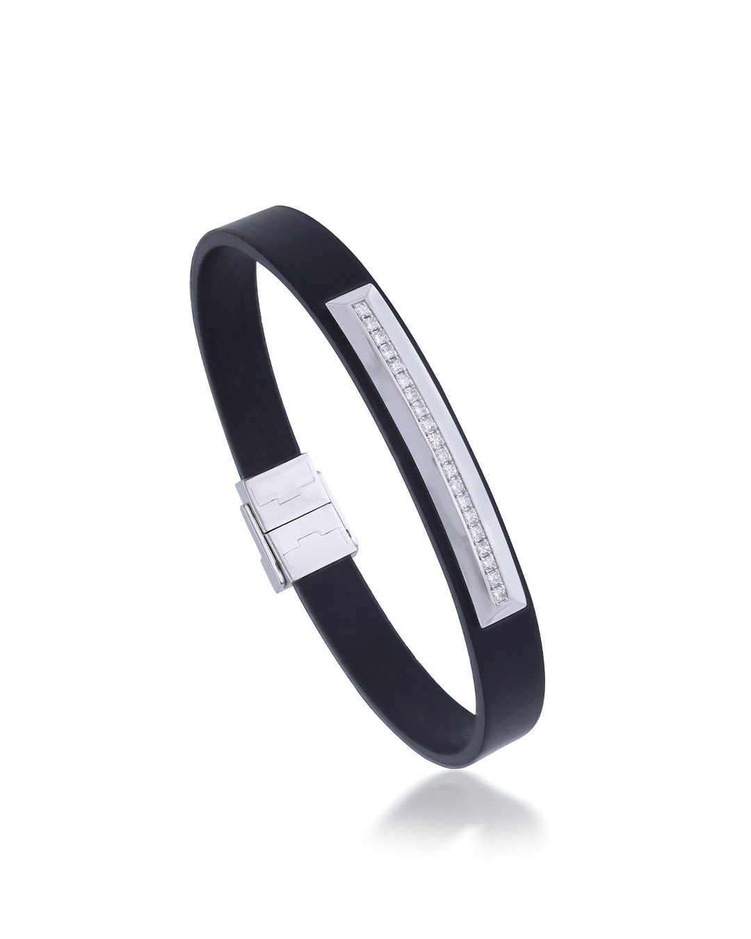 Men’s black and silver diamond bracelet