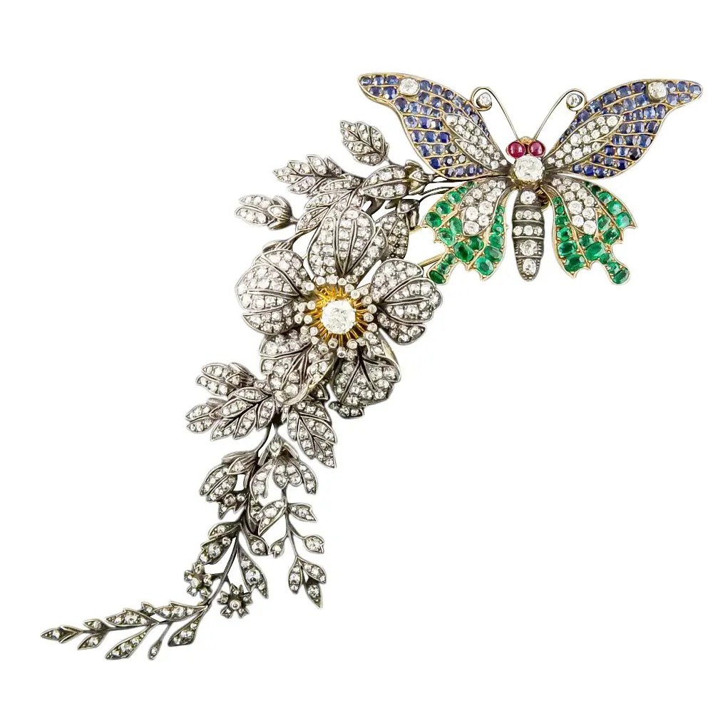 Pin It! The Lasting Legacy of Diamond Brooches 7 Victorian En Tremblant Butterfly and Flower Brooch