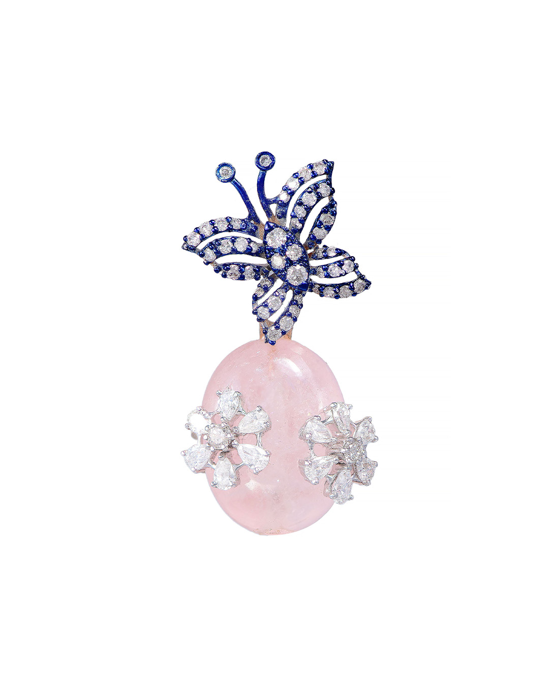 Floral-inspired diamond and pink gemstone brooch