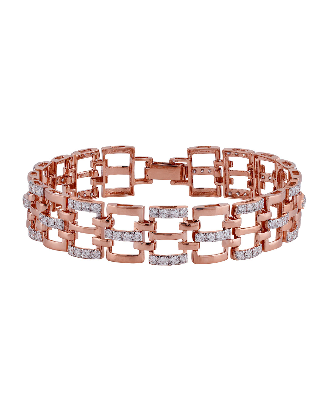 Rose gold geometric diamond bracelet