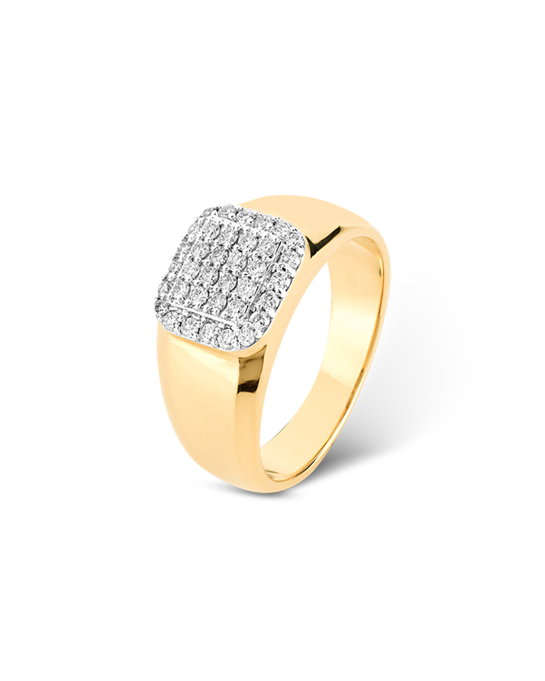 Gold square-shaped diamond ring