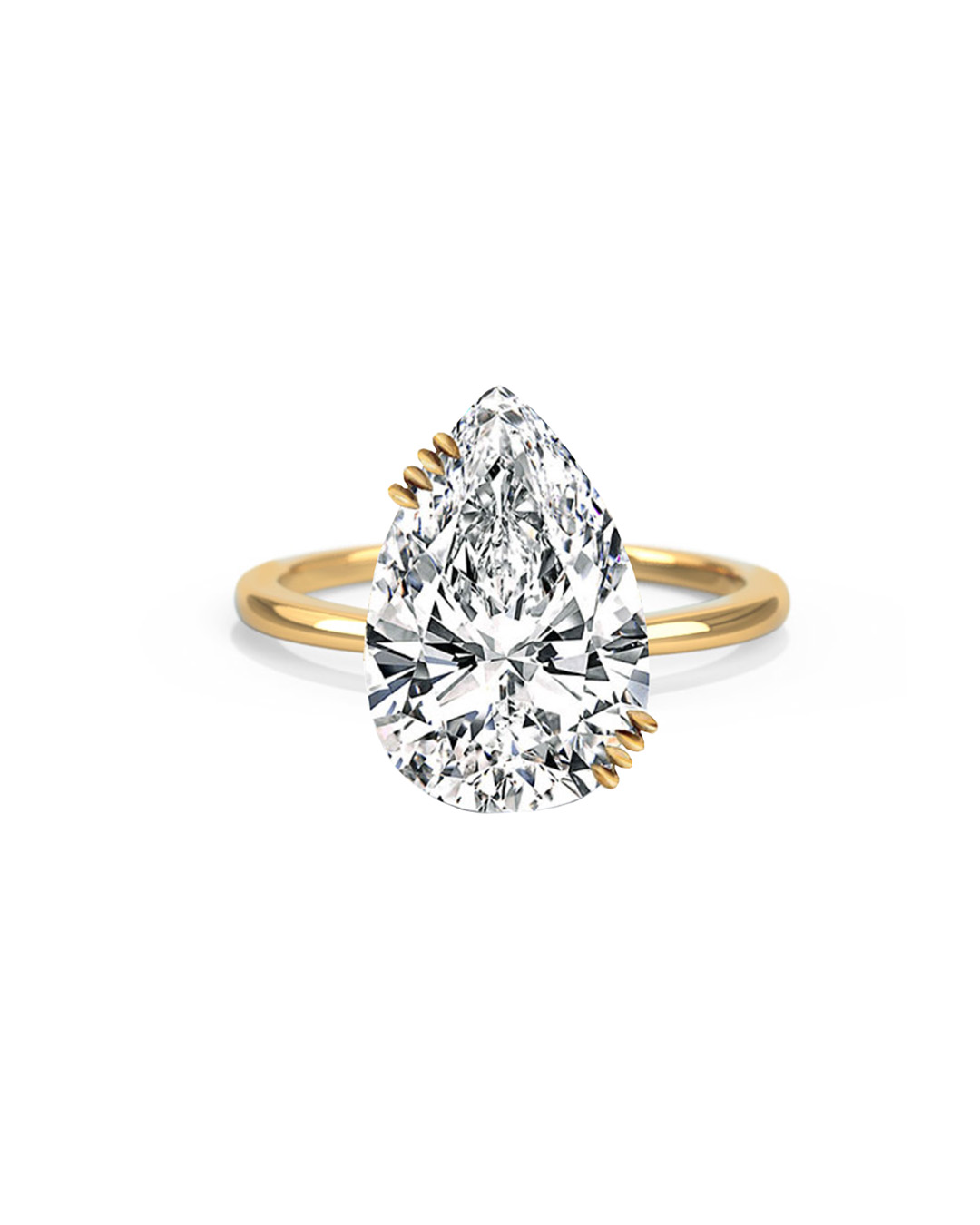 Solitaire pear-shaped diamond ring