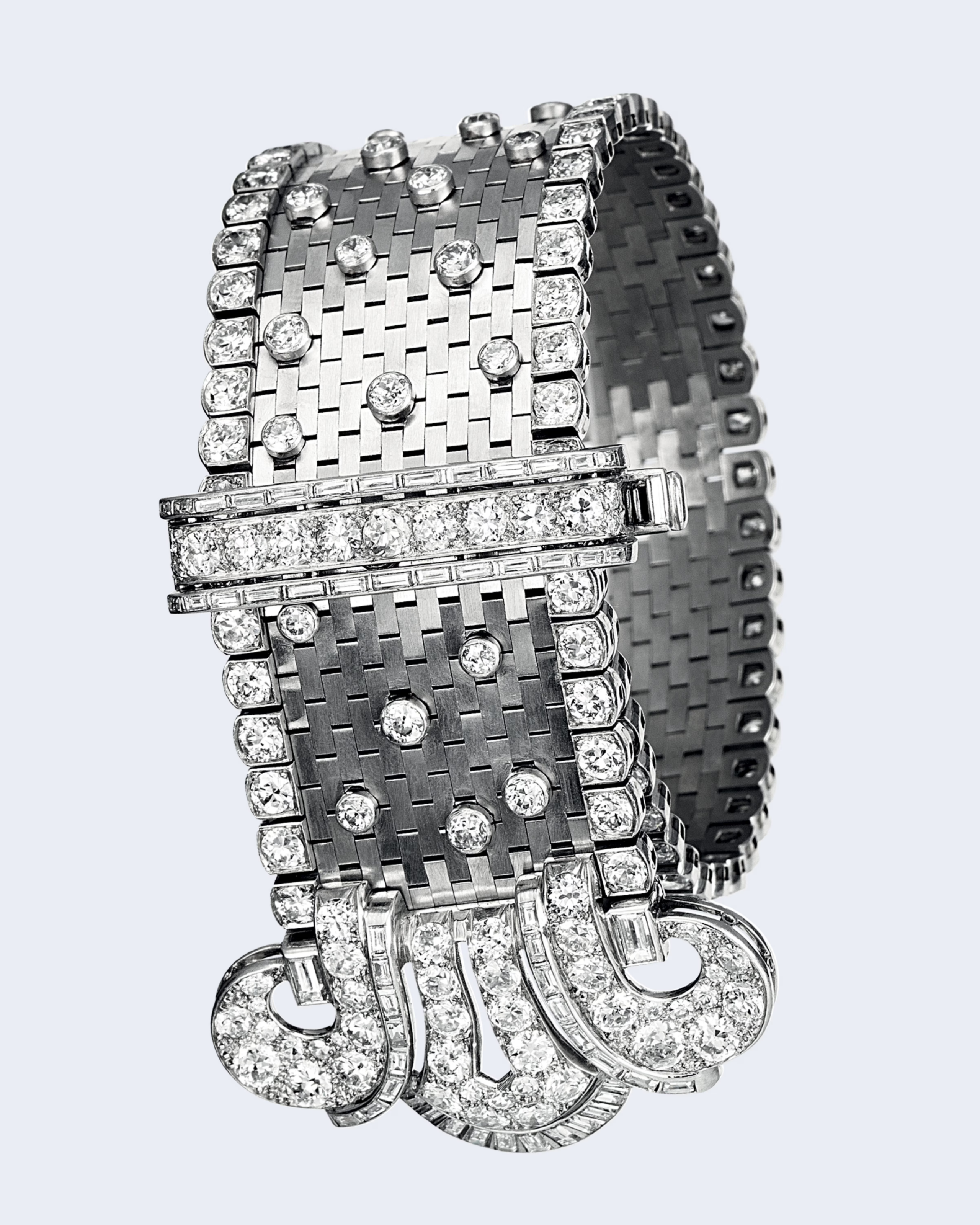 Van Cleef & Arpels platinum and diamond "Ludo" bracelet, owned by Barbara Hutton. (Courtesy of Van Cleef & Arpels)