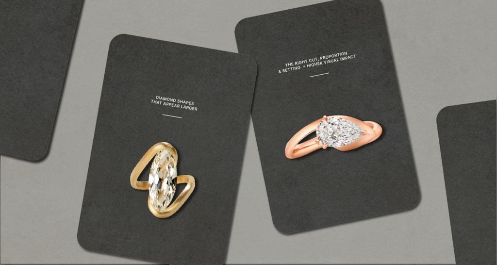 Gold engagement ring featuring an elongated oval-cut diamond Rose gold ring with a pear-shaped diamond