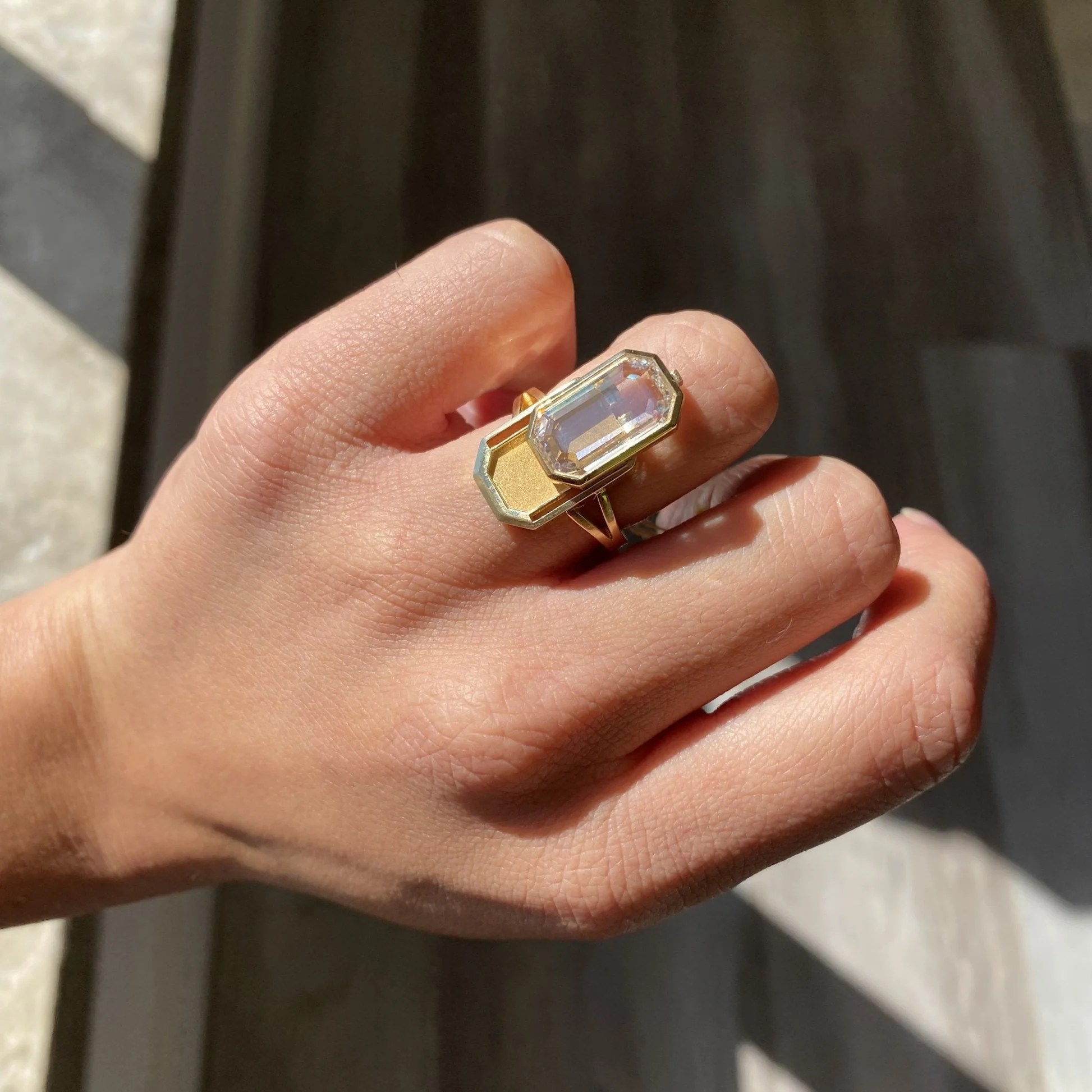 Jewels by Grace Portrait Cut Diamond Locket Ring, $54,900, jewelsbygrace.com