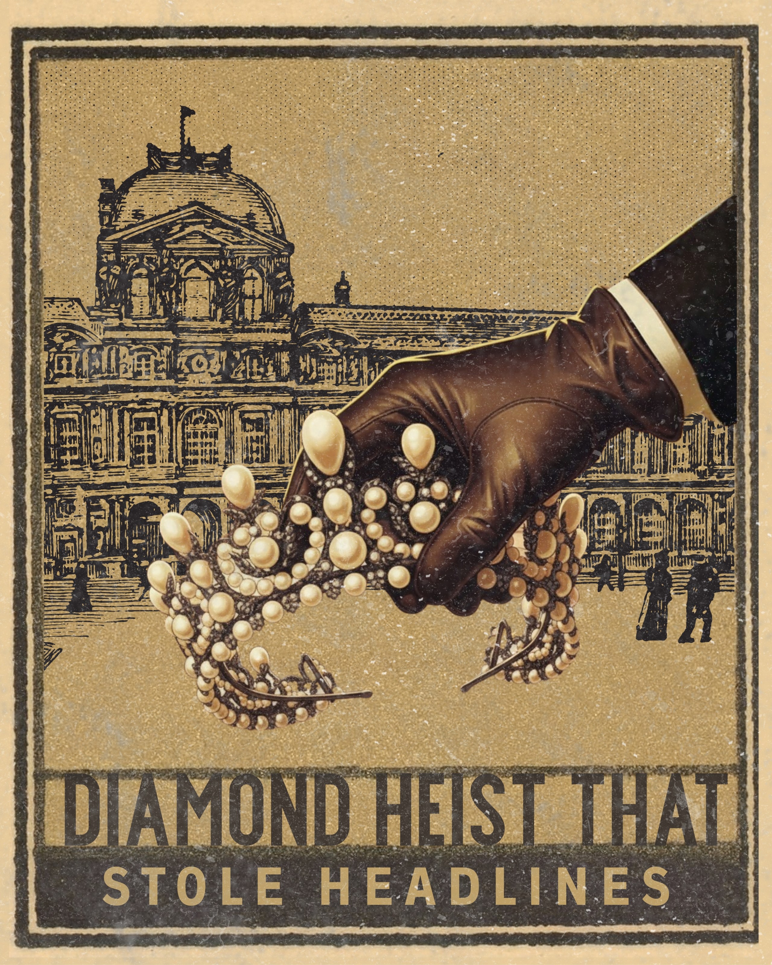 Natural diamond jewellery stolen from Louvre Museum in Paris.