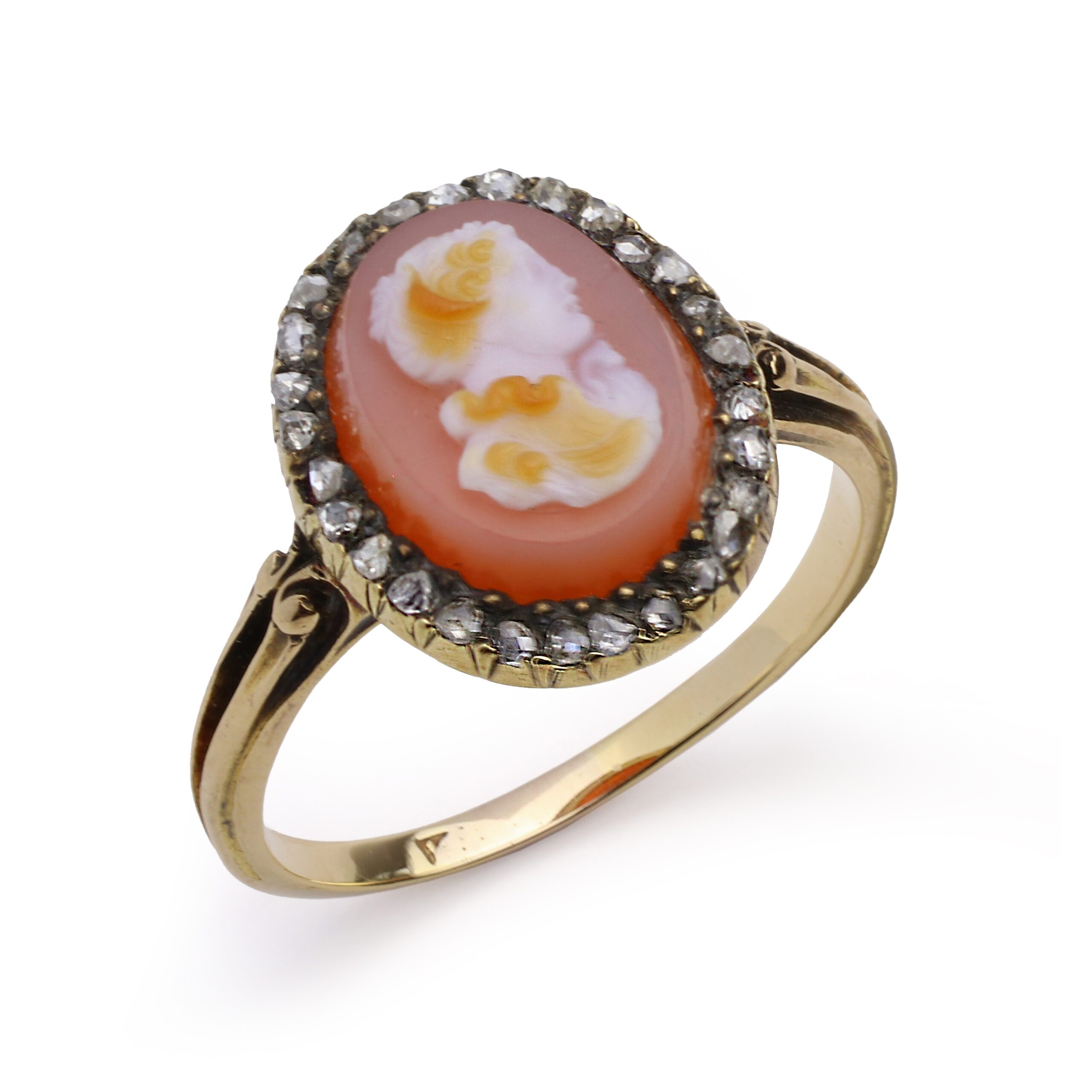 FD Gallery Antique Agate Cameo And Diamond Ring