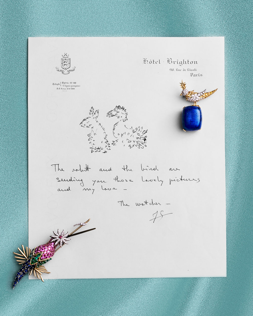 Bunny Mellon’s Extraordinary Legacy of Jewels 16 Bunny Mellon jewelry: Bird on a Rock (Brooch), 1965, Lapis lazuli, colored and white diamonds, ruby, 18-karat gold, platinum