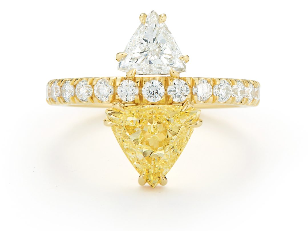 trillion-cut diamonds engagement ring