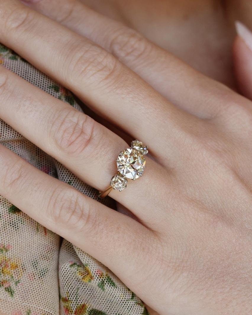 Edwardian Engagement Rings three stone ring 