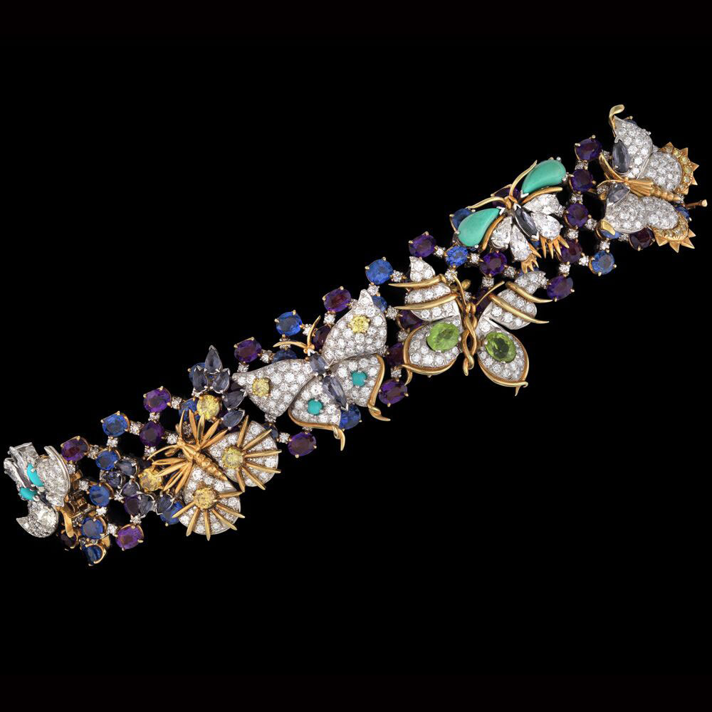 Bunny Mellon’s Extraordinary Legacy of Jewels 10 Jean Schlumberger (French, 1907–1987) Butterflies Bracelet, c. 1956–1965, Platinum, 18 karat gold, diamonds, sapphires, and colored gemstones