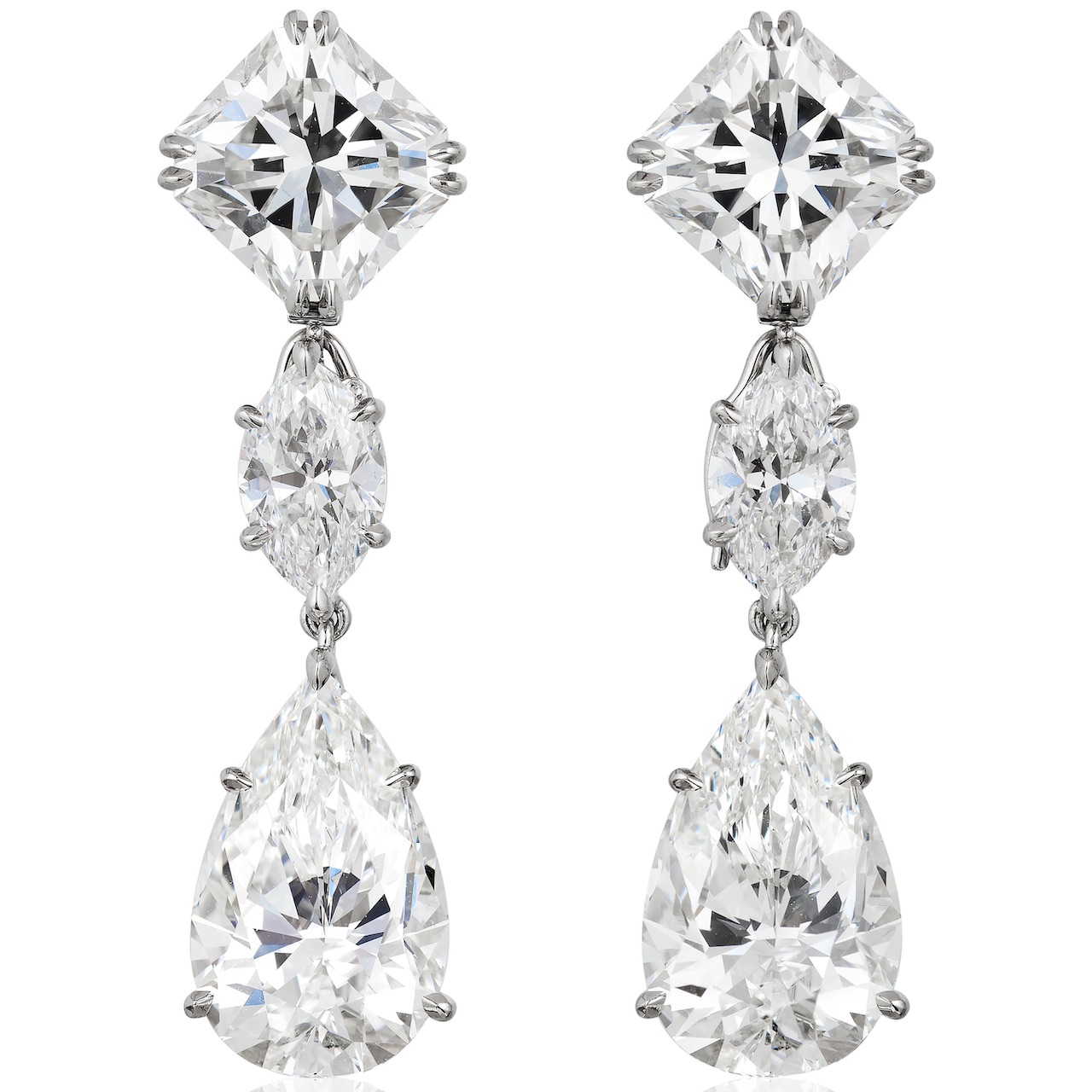 Everything to Know About How to Sell a Diamond 5 Tiffany & Co. Lucida Cut and Pear-Shaped Diamond Earrings, Totalling 20 Carats (Courtesy of Circa)