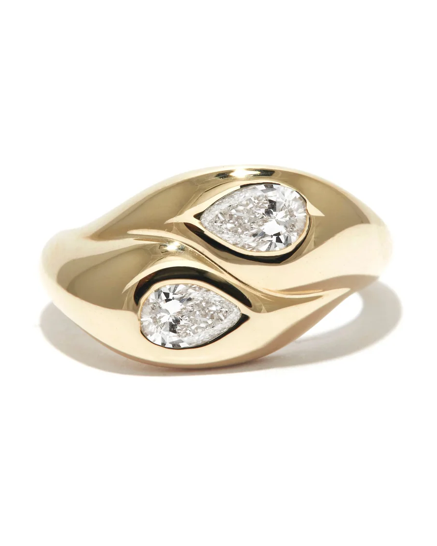 Diamond Toi et Moi Pear Bubble Ring
