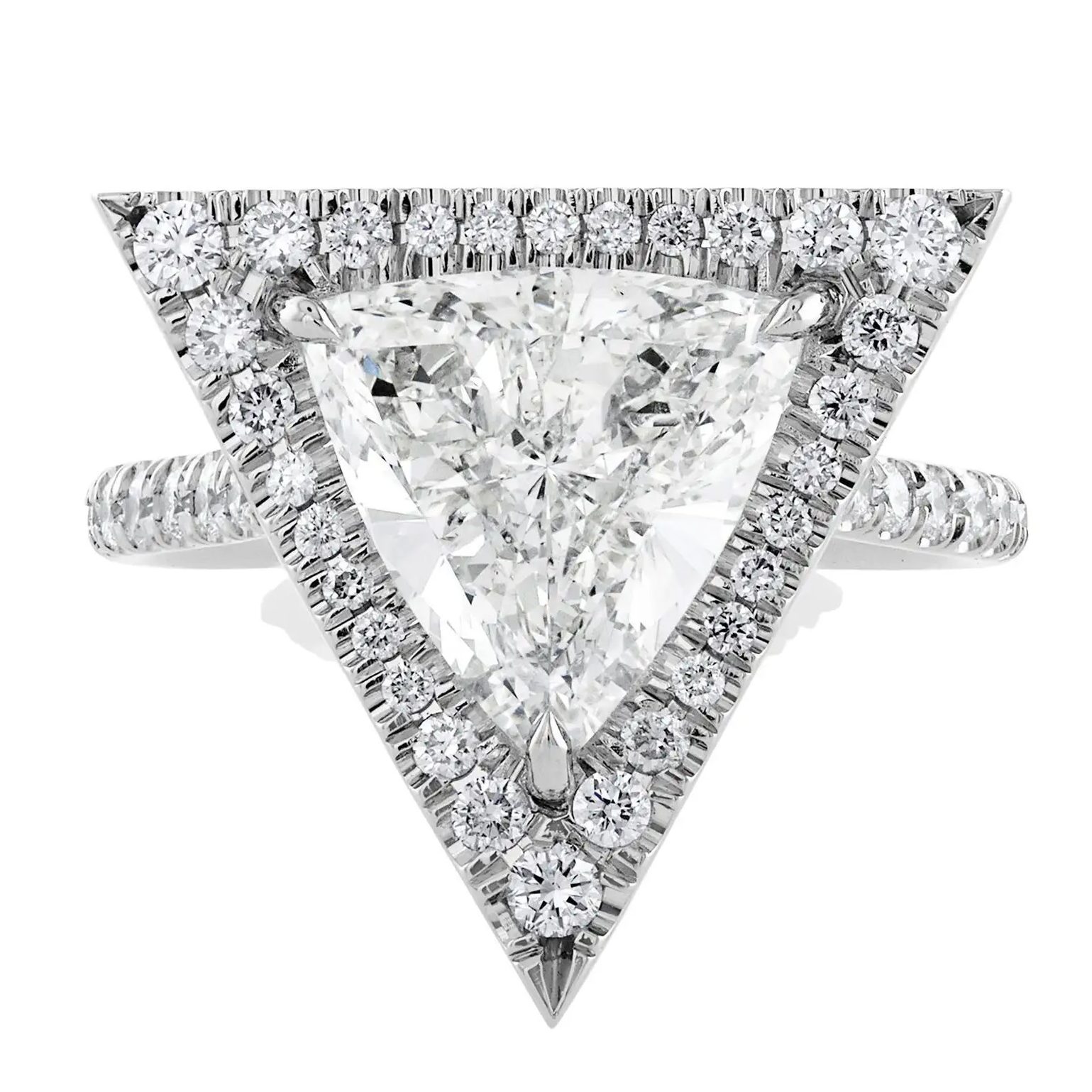 trillion cut diamond engagement ring with halo